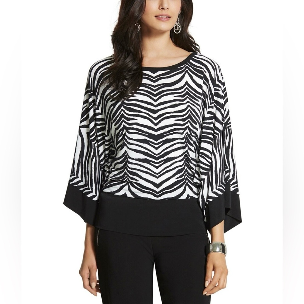 Chico’s Knit Kit Classic Zebra Top size L